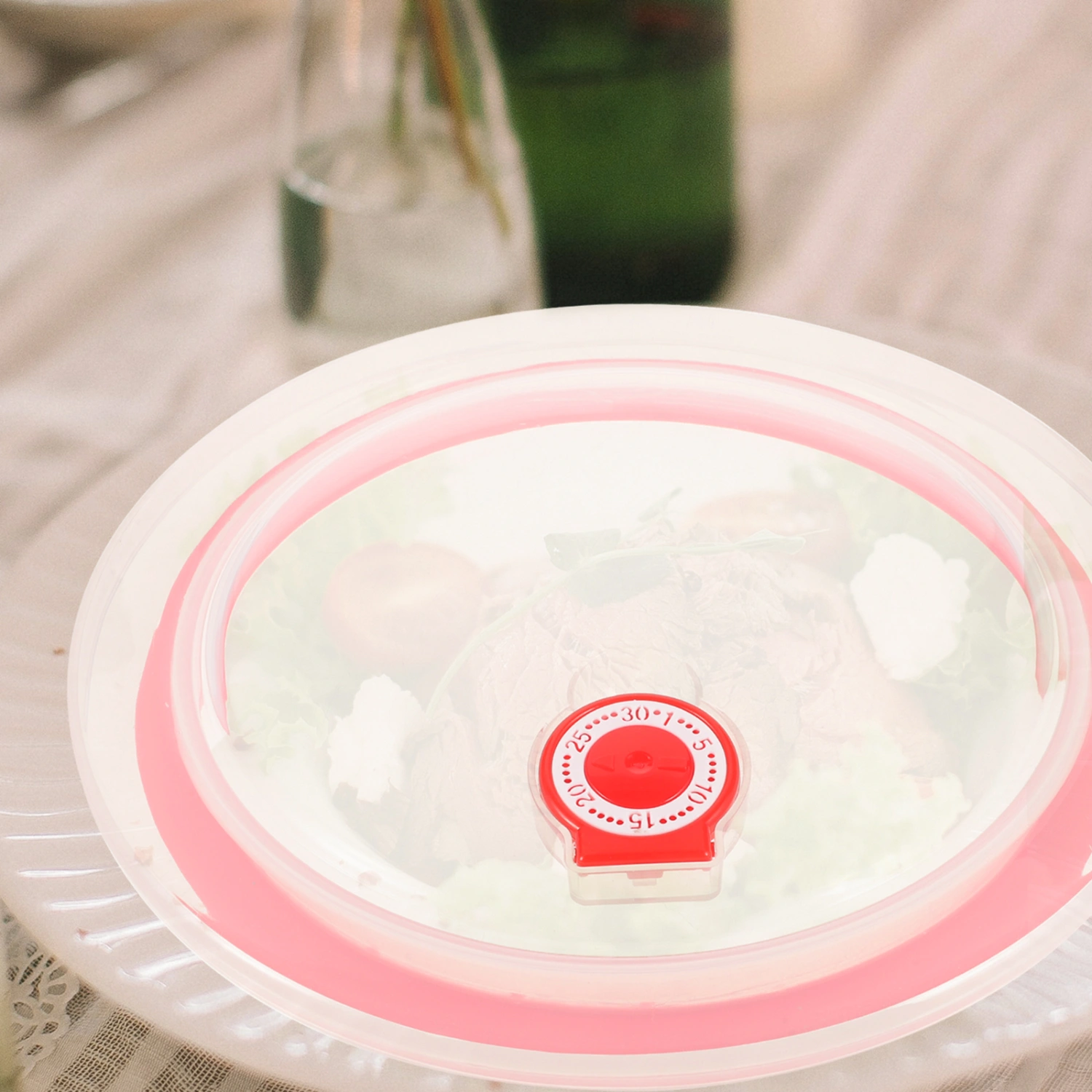 5pcs  Food Bowl Cover Plate Cover Easy Grip Lid Food Cover Transparent Meal Heat Preservation Cover