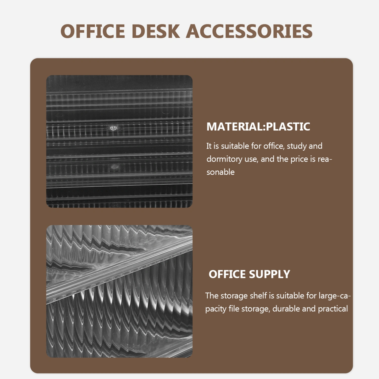 2Pcs File Organizer Clear Stackable Desk Organizer Desktop Tray Desk Book Organizer for Home