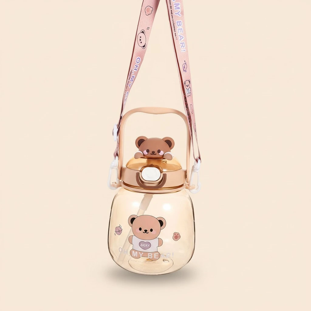 Water Bottle Kids Portable Water Bottle Large Capacity Bottle Cartoon Bear Water Bottle 1310ml