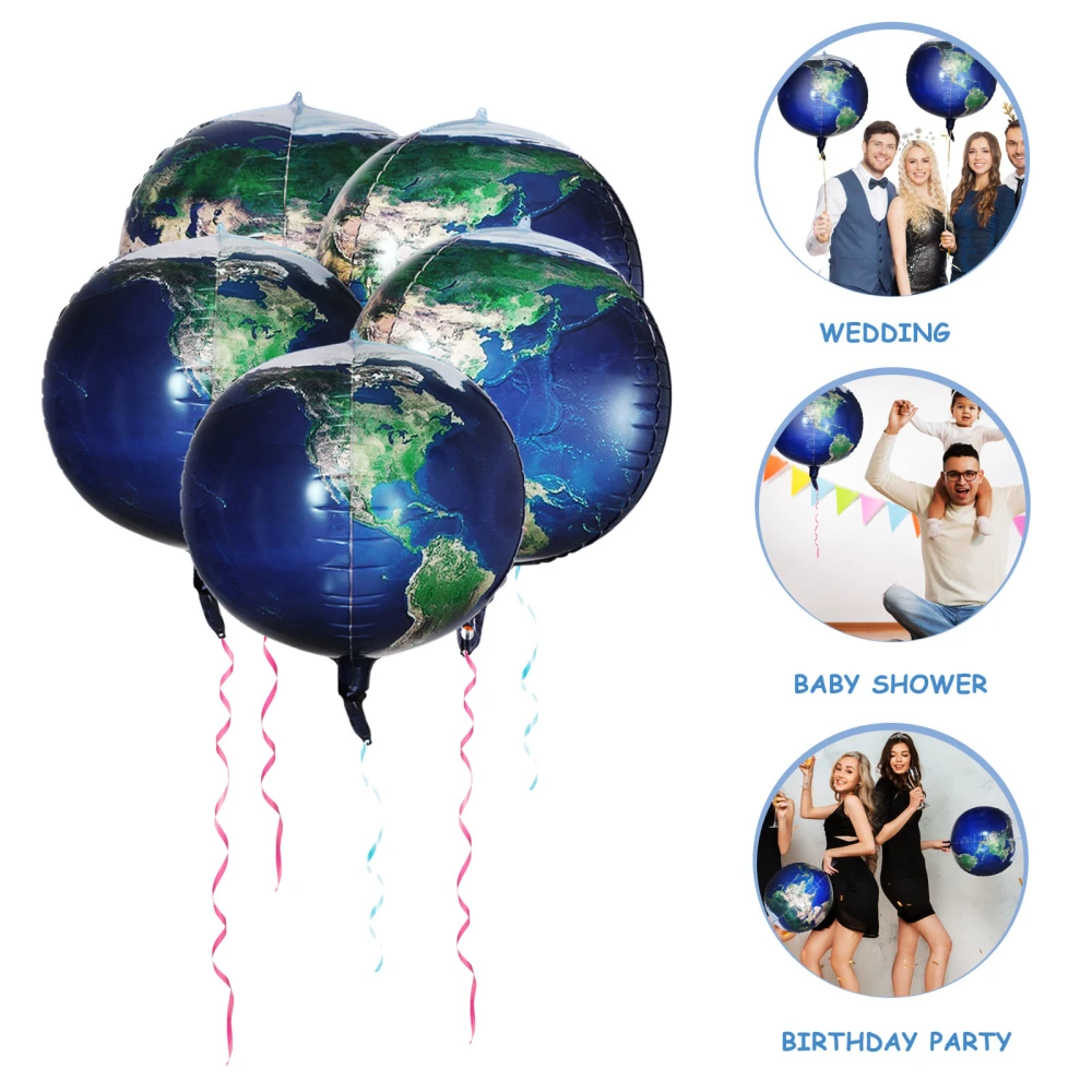 6Pcs Earth-themed Balloons Earth-patterned Balloons Aluminum Film Balloons Ornament