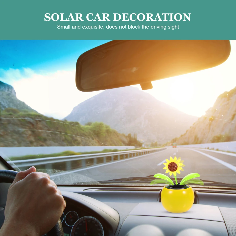 Solar Powered Dancing Sunflower Dashboard Flower Decor Car Interior Ornament