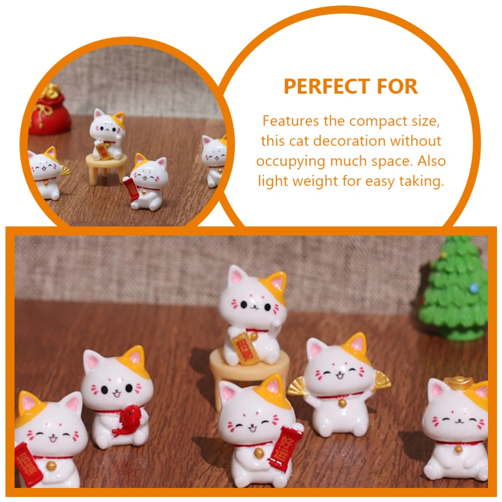 12Pcs Miniature Cat Figurine Realistic Fortune Cat Figurines Toys Cat Micro Landscape Ornament