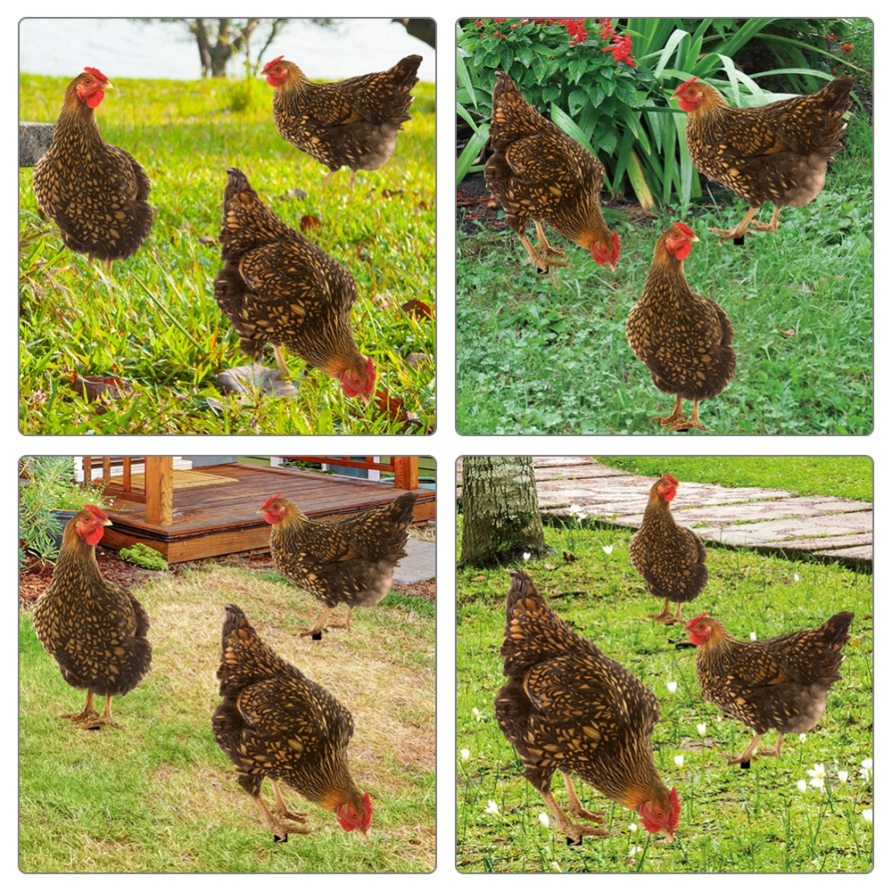 3Pcs Chicken Acrylic Stake Garden Hen Stake Ornament Garden Hen Stake Decoration