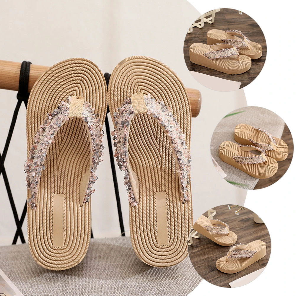 1 Pair Women Sandals Bohemian Style Sandals Wedge Slippers Summer Beach Shoes