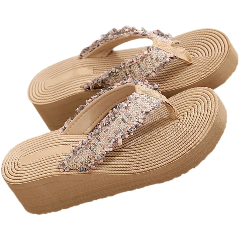 1 Pair Women Sandals Bohemian Style Sandals Wedge Slippers Summer Beach Shoes