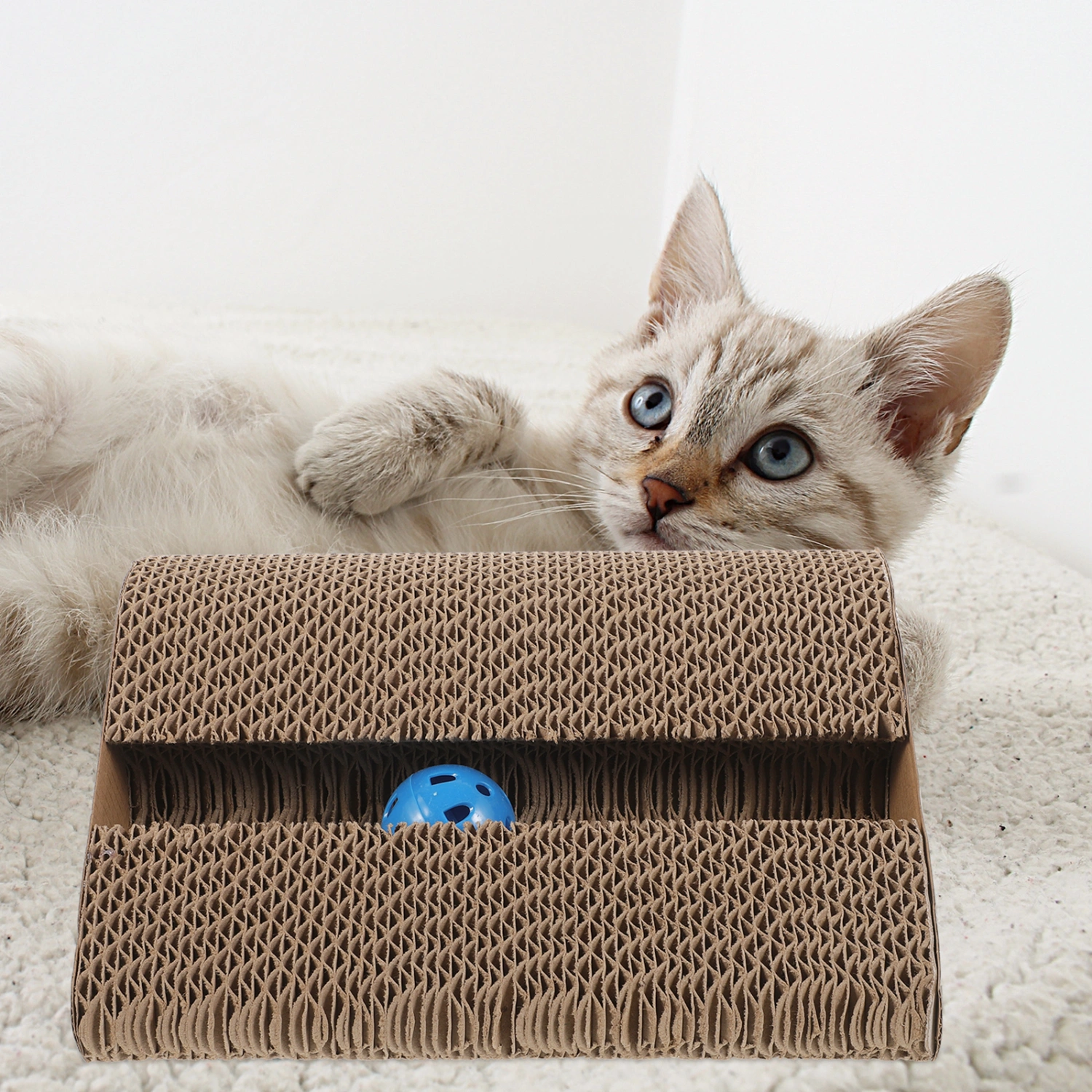 Household Scratching Board Wear-resistant Cat Scratcher Convenient Scratcher with Toy Ball