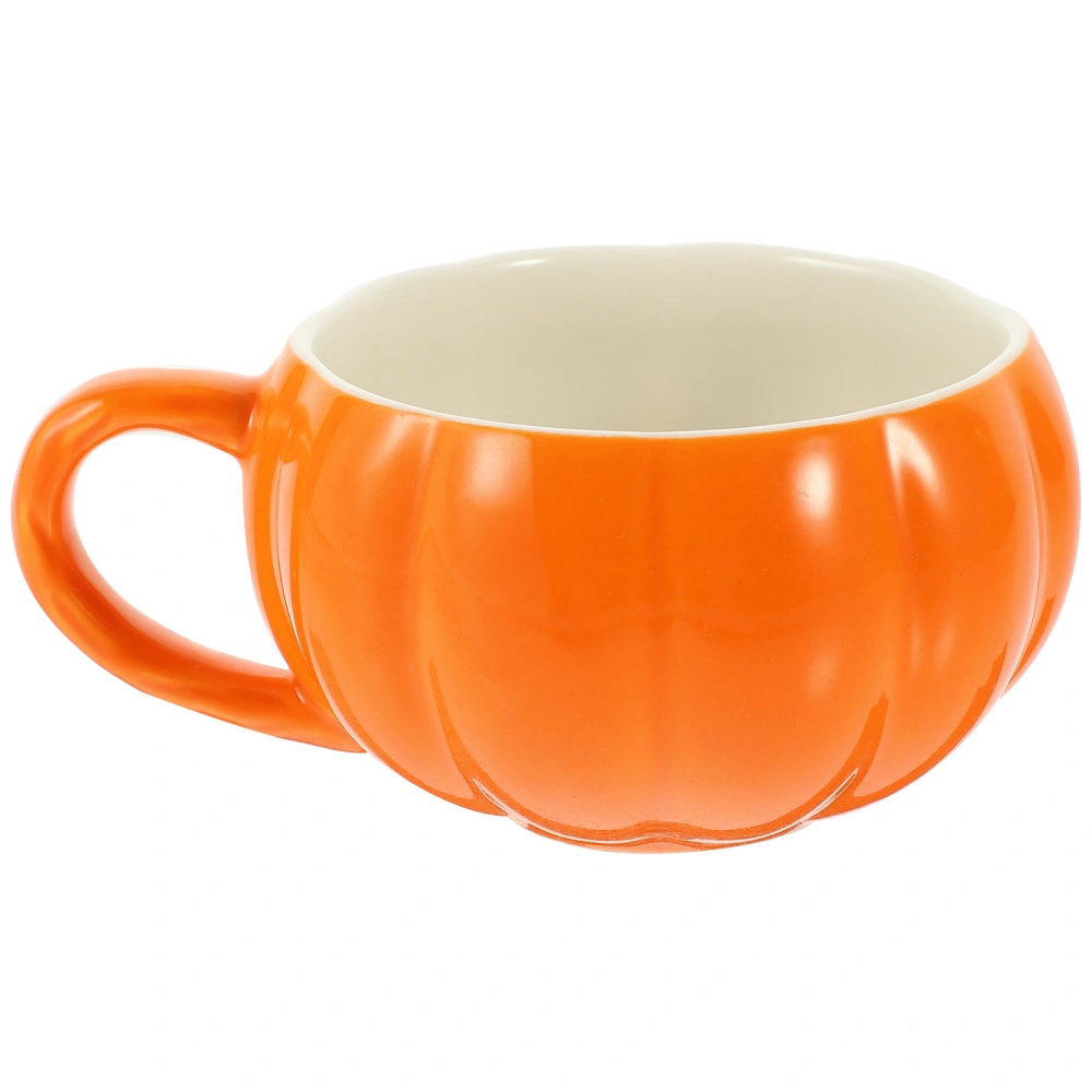 Ceramic Breakfast Mug Lovely Pumpkin Shape Milk Cup Coffee Cup Portable Overnight Oats Cup