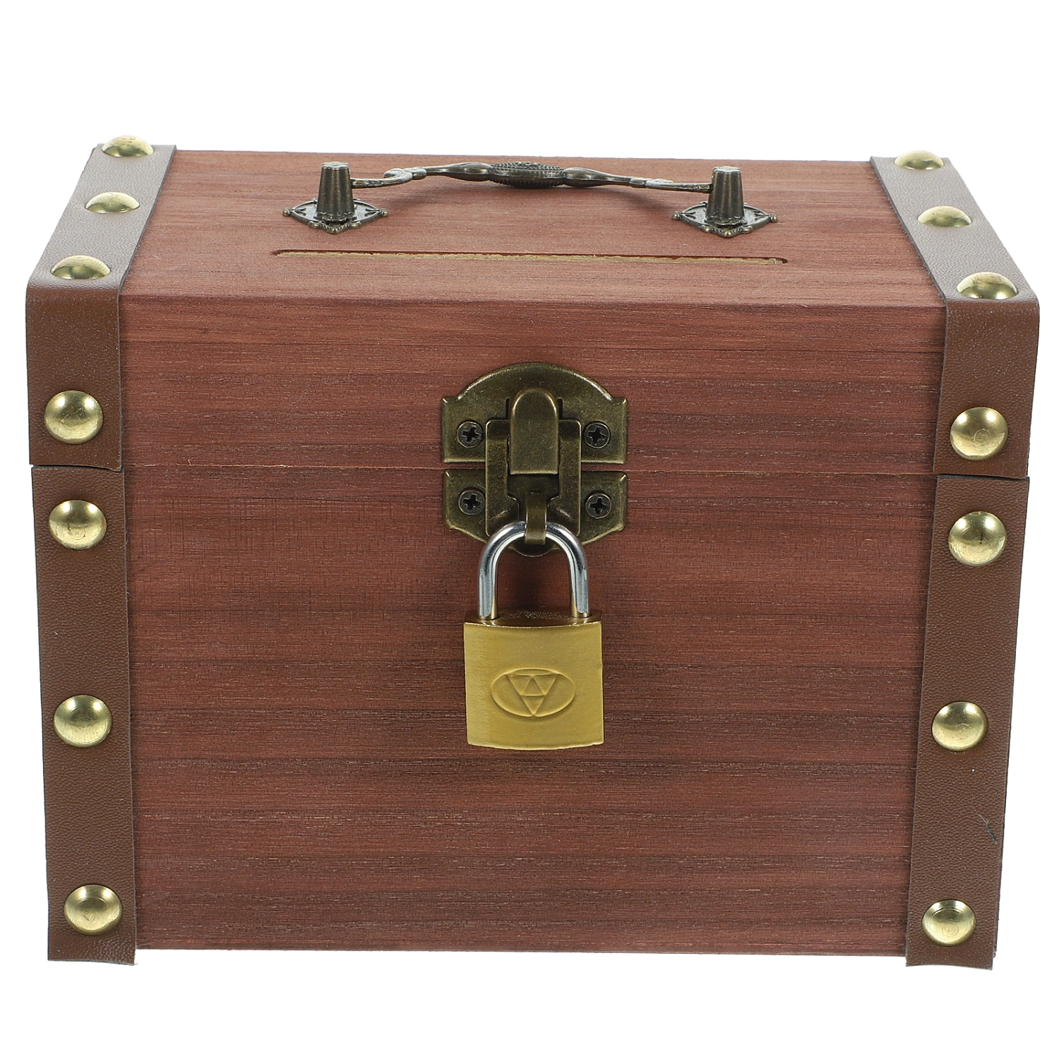 Wooden Piggy Bank Retro Style Treasure Chest Coin Storage Box Solid Wood Piggy Bank with Lock