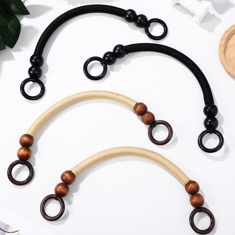 4 Pcs Wooden Beaded Bag Handles Woven Nylon Rope Purse Straps Replacement for Bag Making