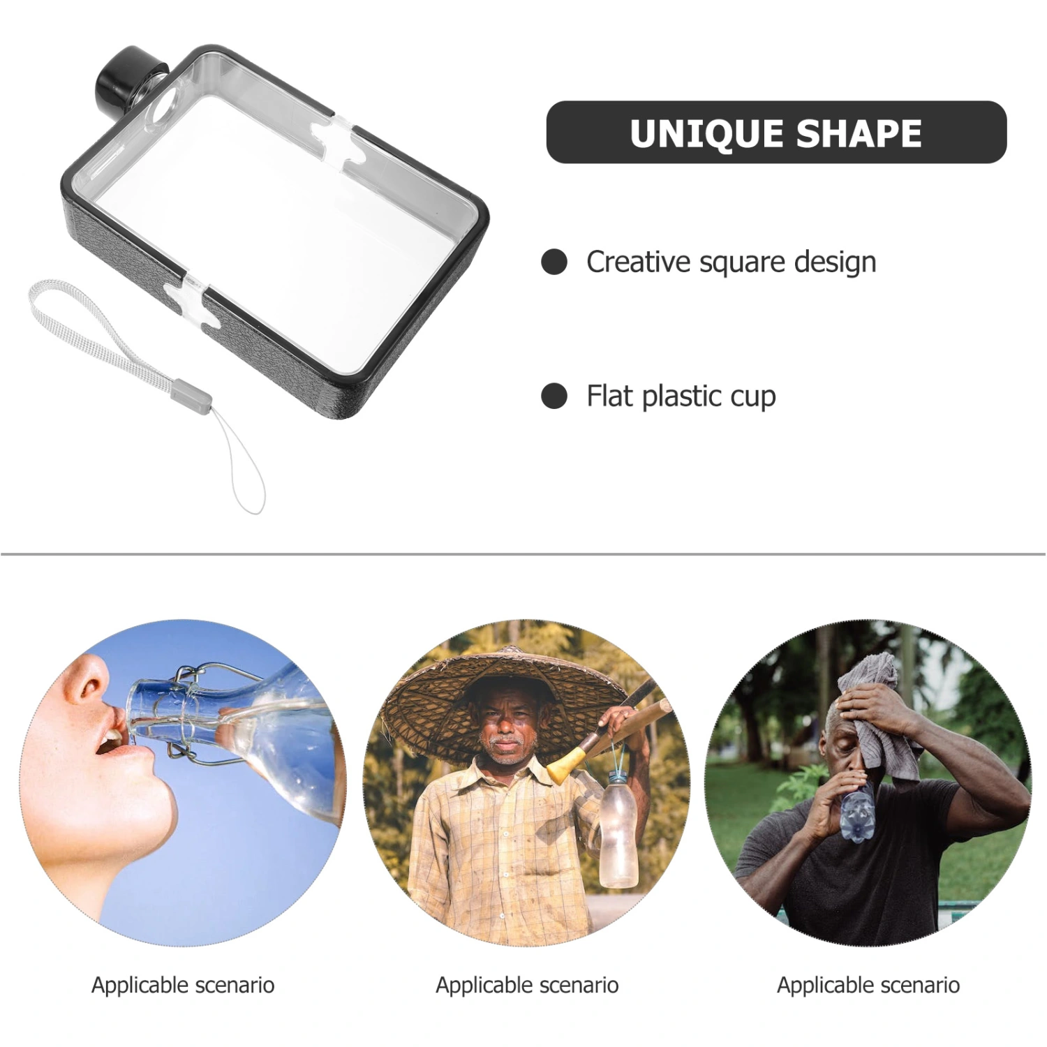 Flat Water Kettle Reusable Water Bottle Portable Water Drinking Cup Flat Water Bottle