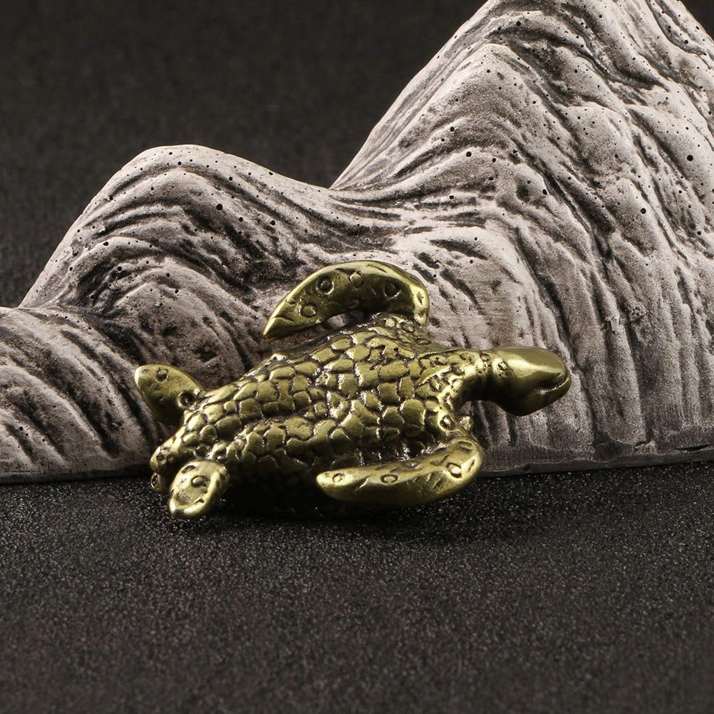 Antique Copper Turtle Statue Wealth Sculpture Turtle Tea Pet Turtle Craft Ornament Table Decor