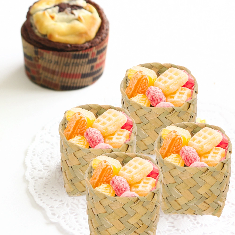 10pcs Woven Baskets Snack Basket Gift Wrapping Basket Woven Storage Basket Sundries Container