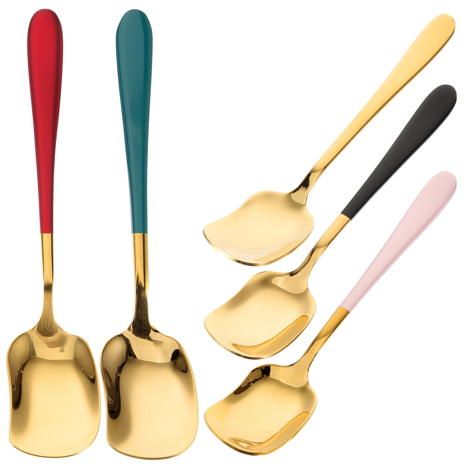 5pcs Metal Spoons Metal Dessert Spoon Aluminium Alloy Mixing Spoons Coffee Stirring Spoons