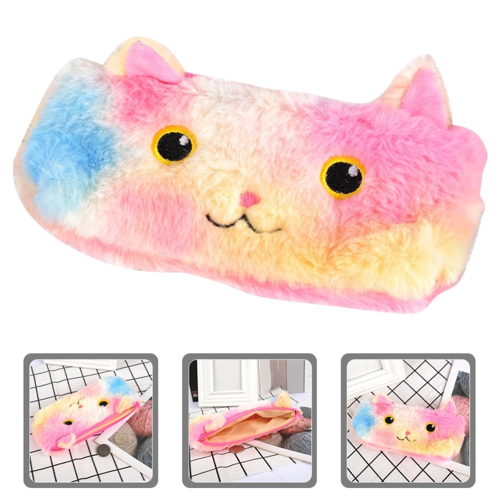 Cartoon Pencil Bag Plush Pen Case Pen Zipper Bag Girl Pencil Organizer Makeup Brush Bag