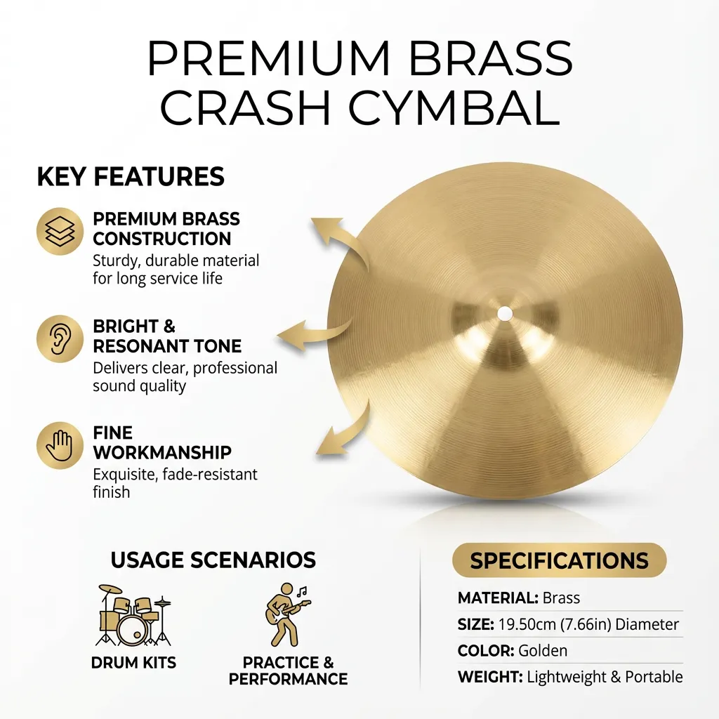Crash Cymbal Drum Cymbal Practice Drum Set Cymbal Metal Cymbal Musical Instrument Drum Cymbal