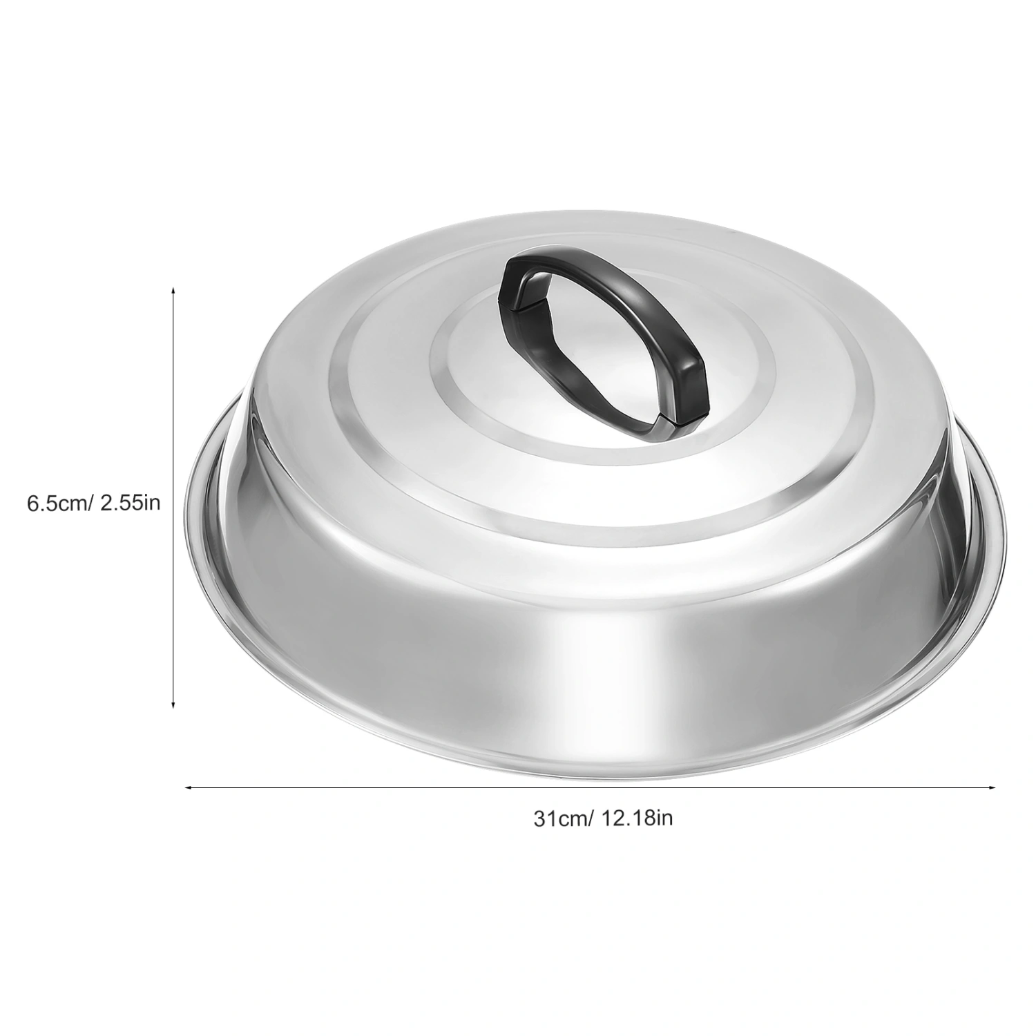 Stainless Steel Pot Lid Round Basting Cover Steaming Cover Cookware for Flat Top Griddle Grill