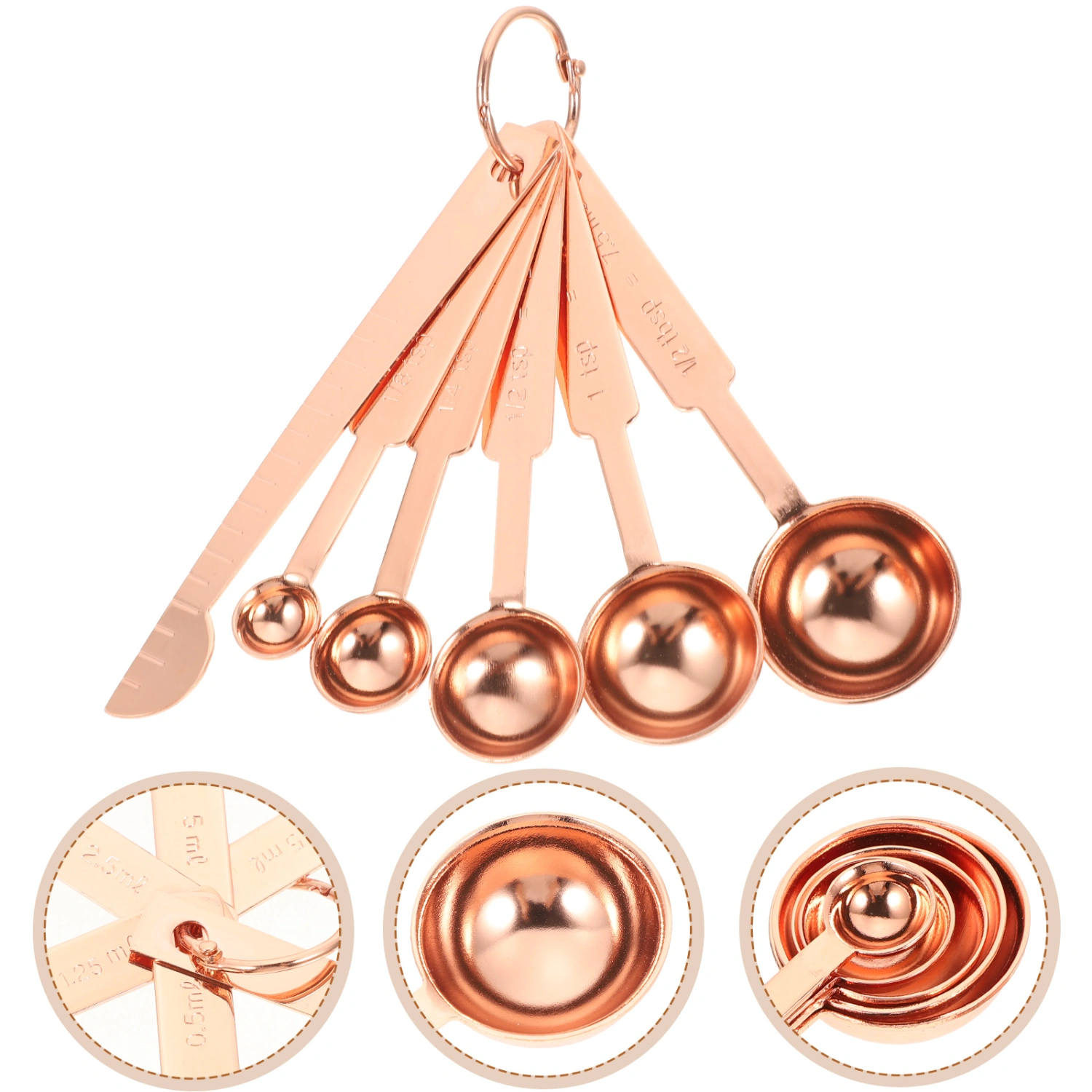 1 Set of Kitchen Measuring Spoons with Measuring Ruler Safe Measuring Scoops for Baking