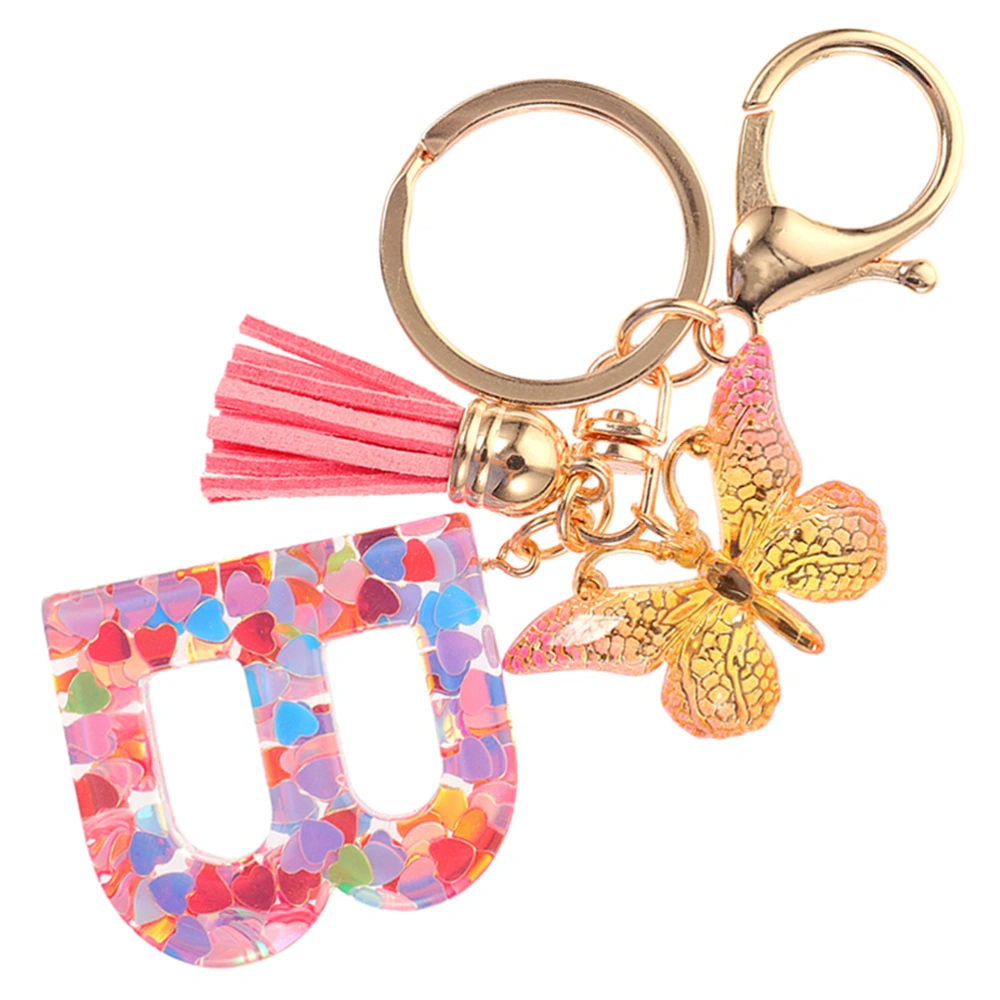 Tassel Butterflies Keychain Letter Keychain Letter Pendant for Women Wallet Purses Backpack