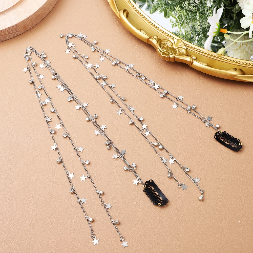 2pcs Star Hair Chains Women Extensions Hair Chains Clip In Braiding Chains Tassel Hair Accessories