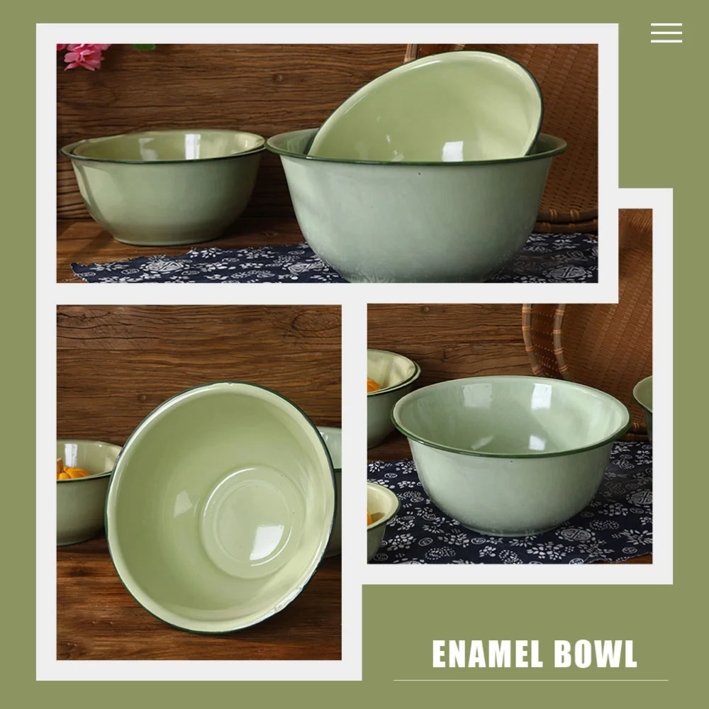 Enamel Basin Household Enamel Basin Thicken Enamel Bowl Food Storage Bowl for Kitchen