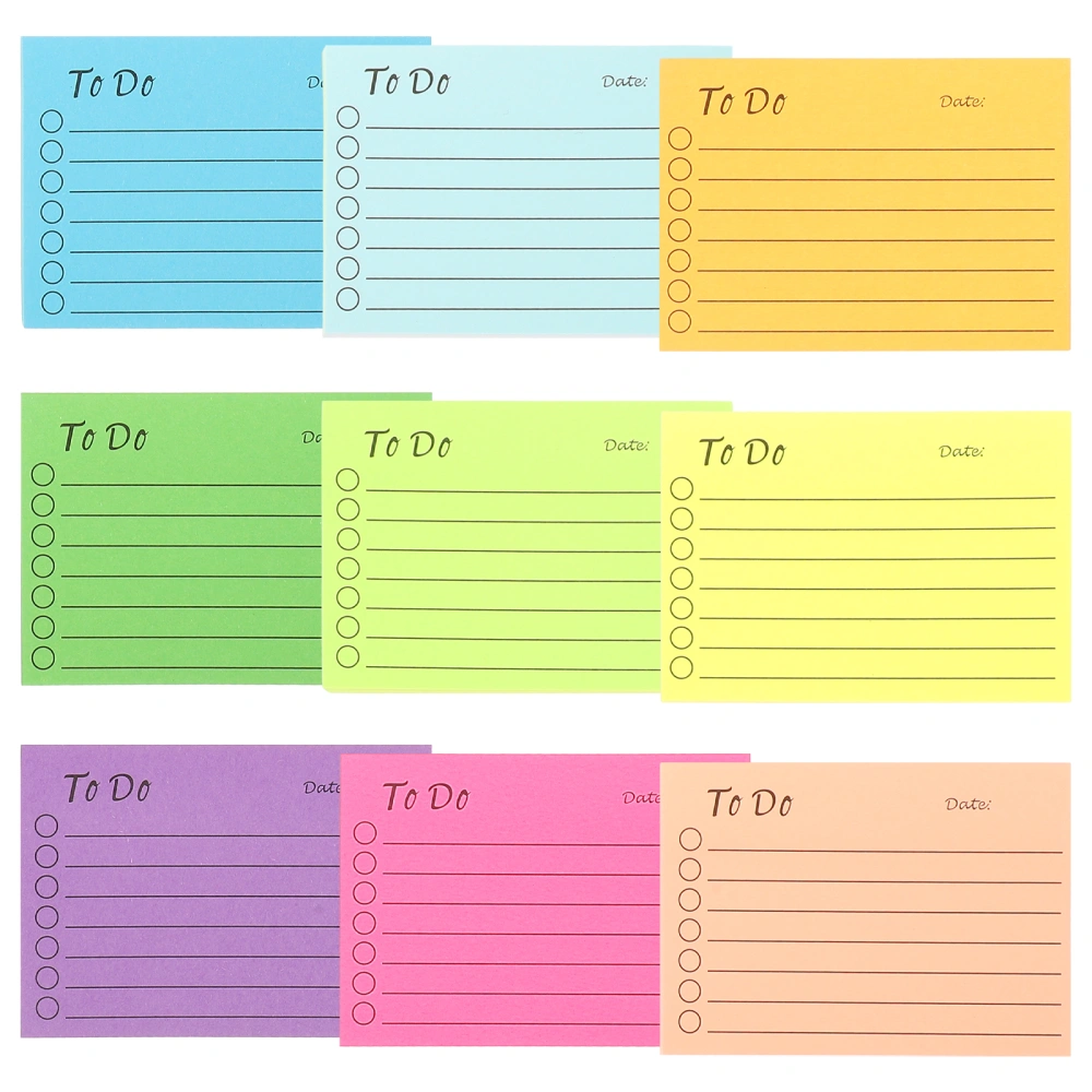 9Pcs Memo Pads Fluorescent Notepad Adhesive Massage Pad Memo Pad Portable Memo Pads