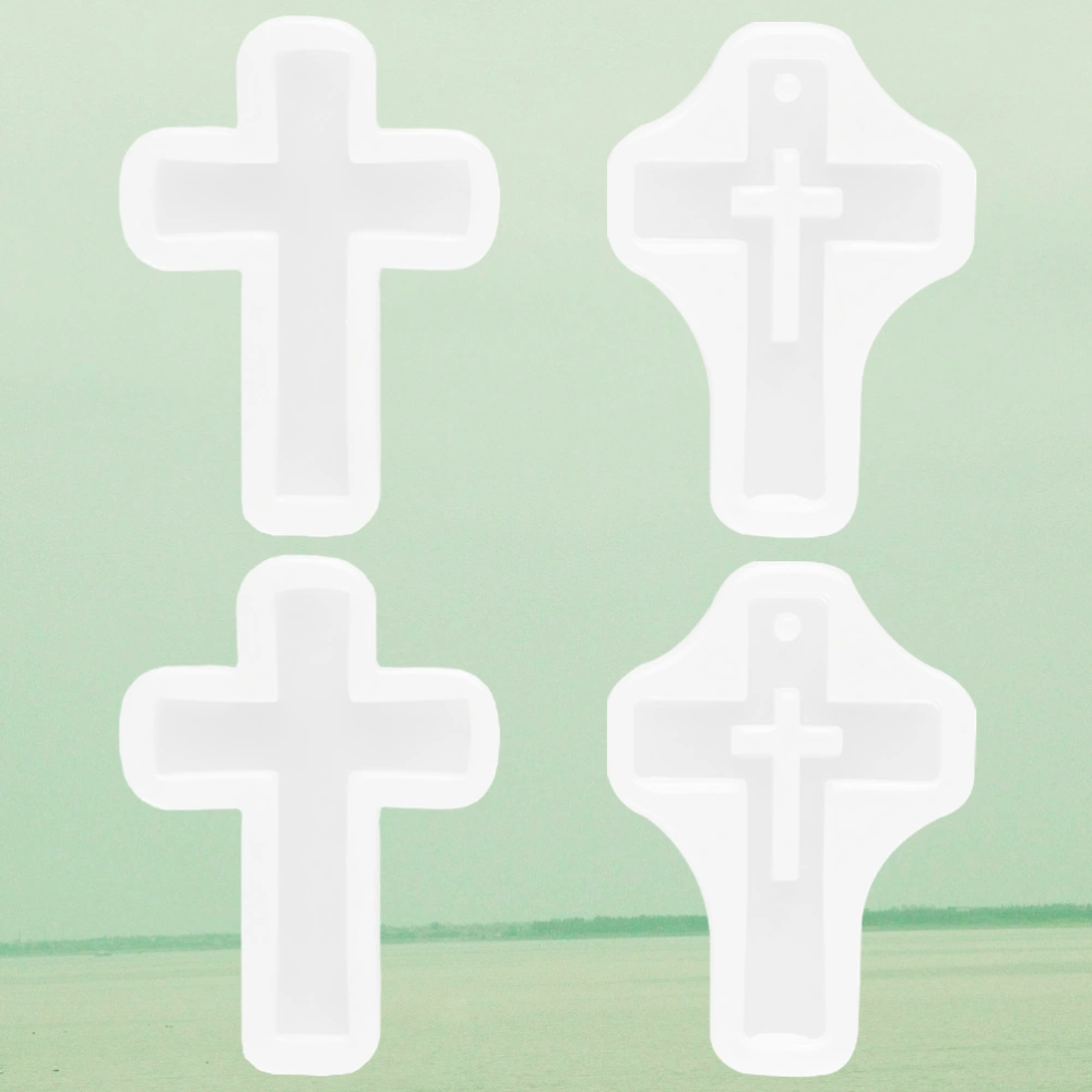 6PCs Cross Pendant Shaped Epoxy Silicone Mold DIY Cross Charm Ornament Mold Handicraft Silicone Mold