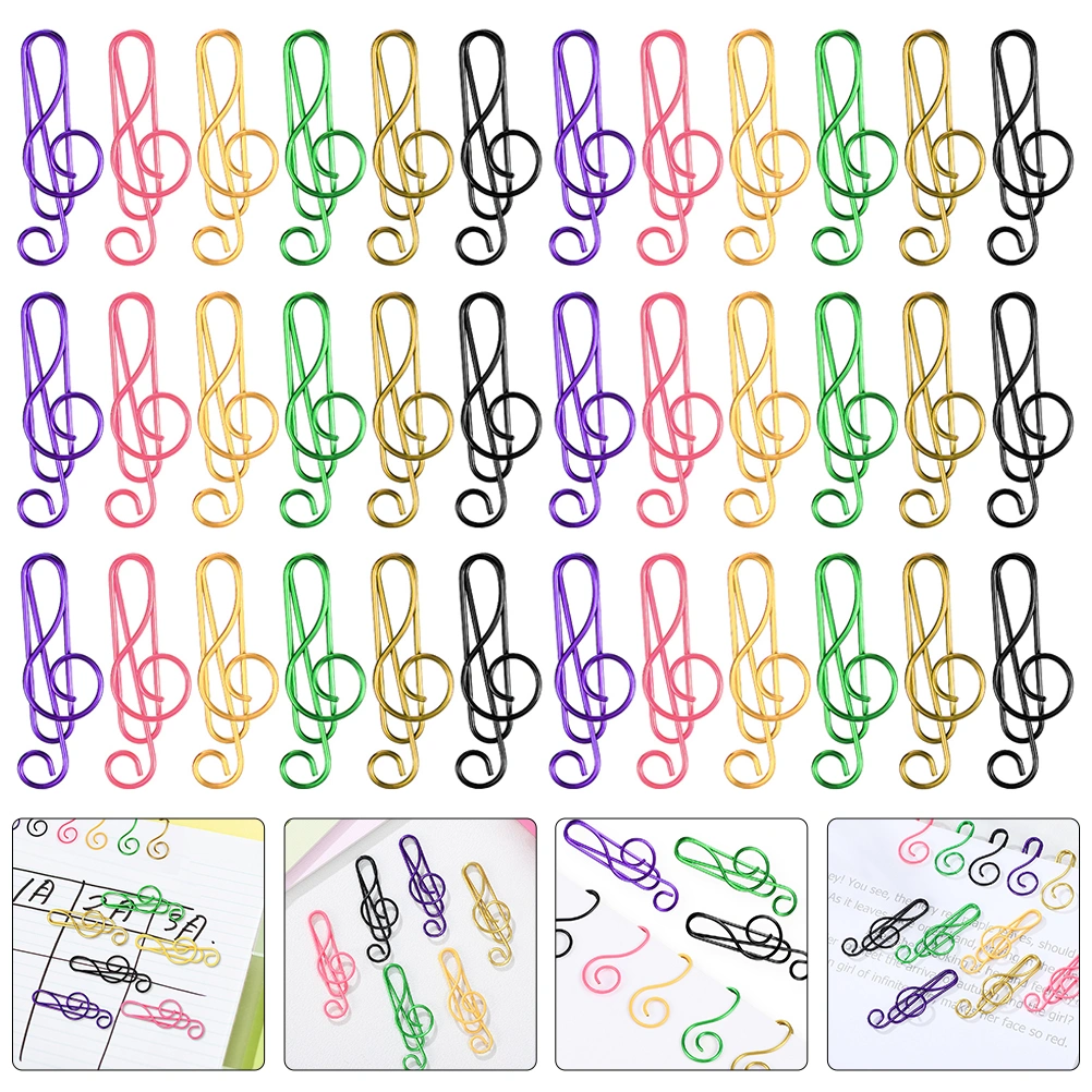 75pcs Unique Music Note Shaped Clip Colorful Metal Clip Office Use Document Paper Clip