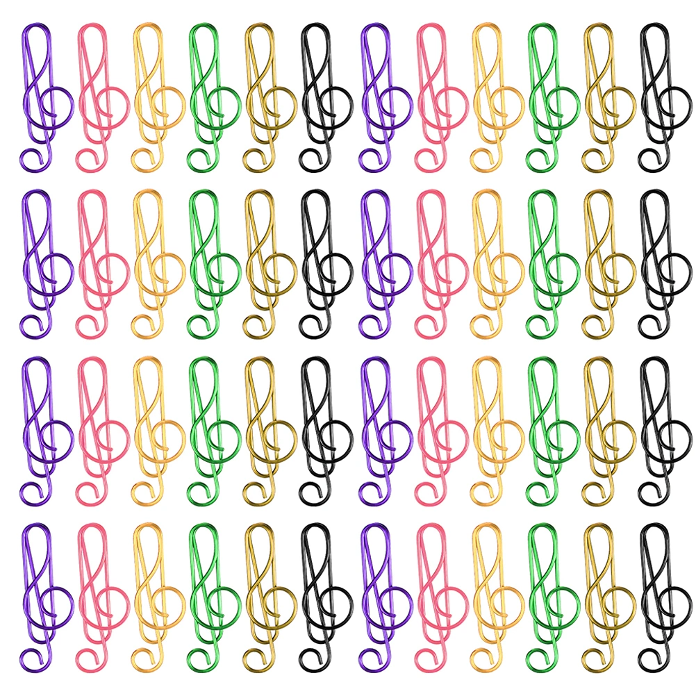 75pcs Unique Music Note Shaped Clip Colorful Metal Clip Office Use Document Paper Clip
