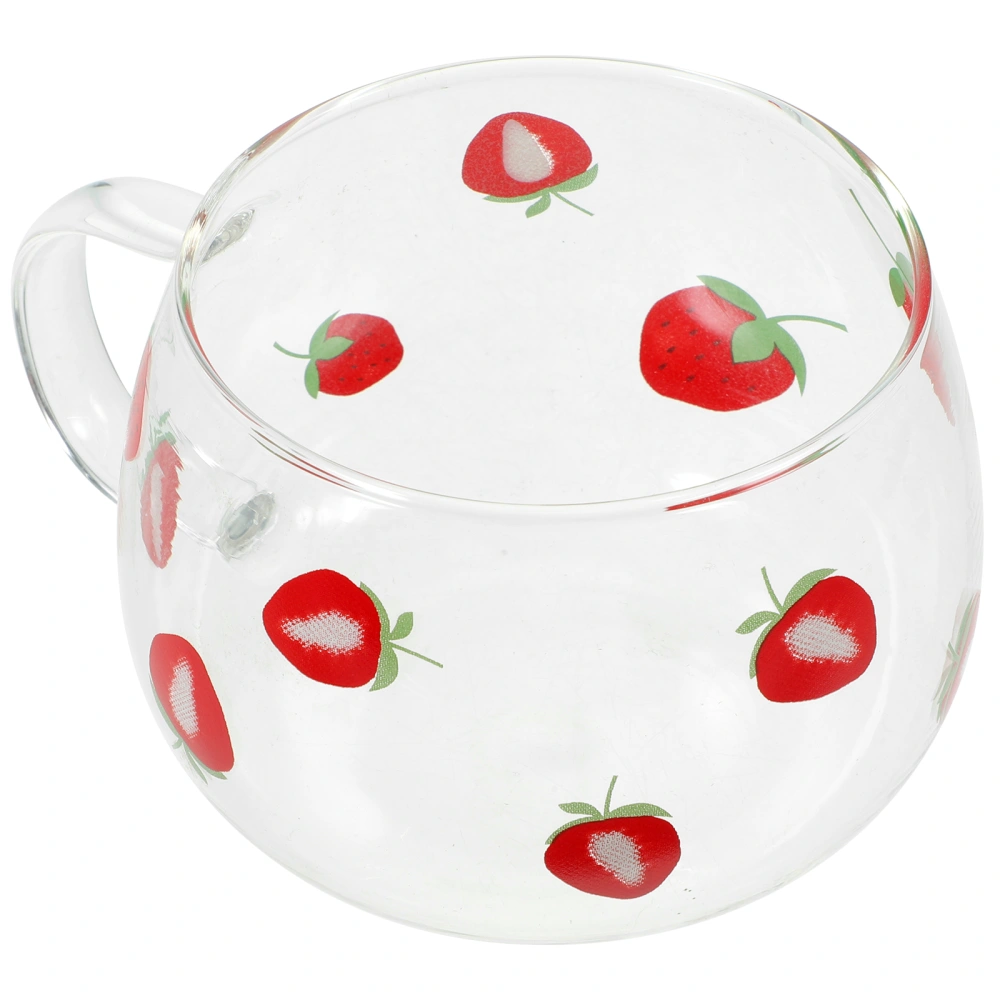 Lovely Strawberry Glass Mug Coffee Mug Milk Cup Water Beverage Cup with Handle