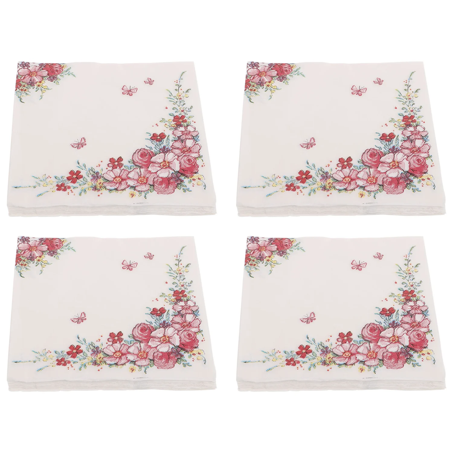 4 Bags of Exquisite Flower Pattern Napkin Dining Table Decorative Napkin Multi-use Facial Tissue