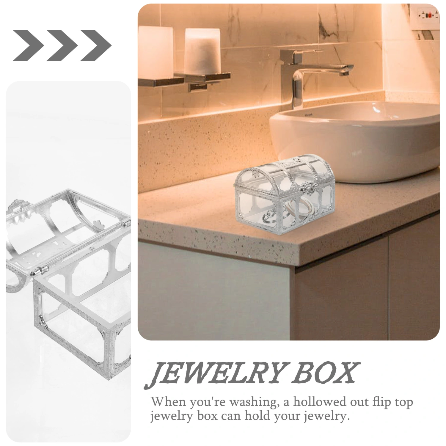 2pcs Vintage Jewelry Boxes Plastic Treasure Chests Rings Storage Cases for Wedding