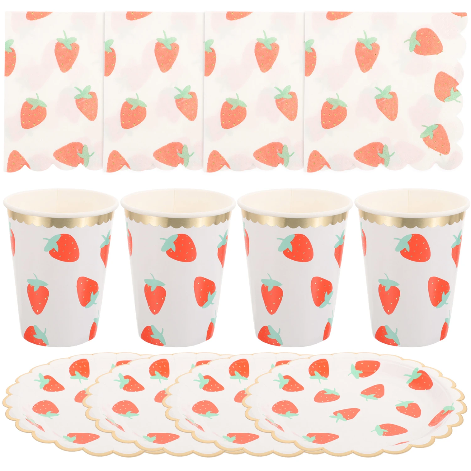 1 Set  Disposable Dinnerware Set Paper Plates Napkins Cups for Graduation Birthday Party