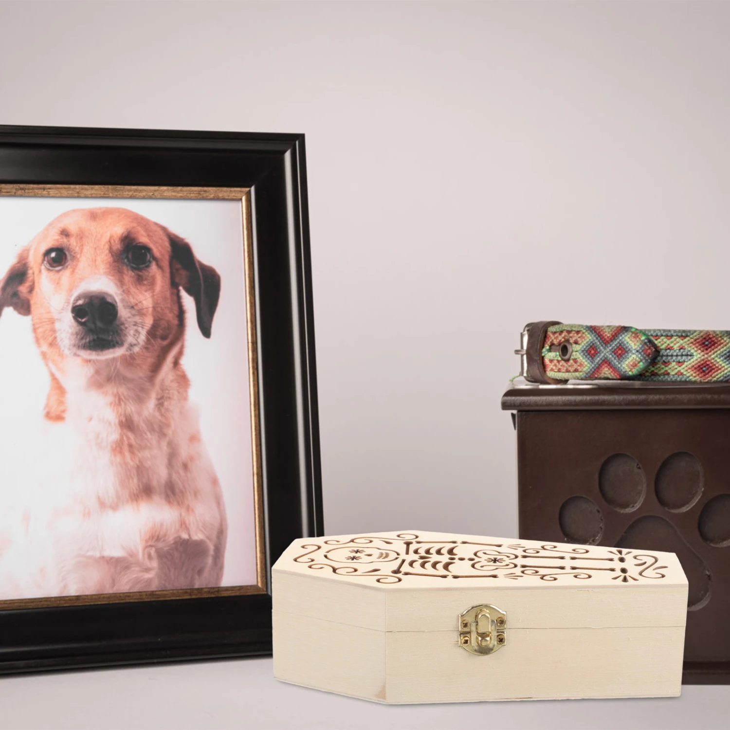 Household Pet Urn Coffin Wooden Pet Cinerary Casket Small Craft Pet Urn for Ashes