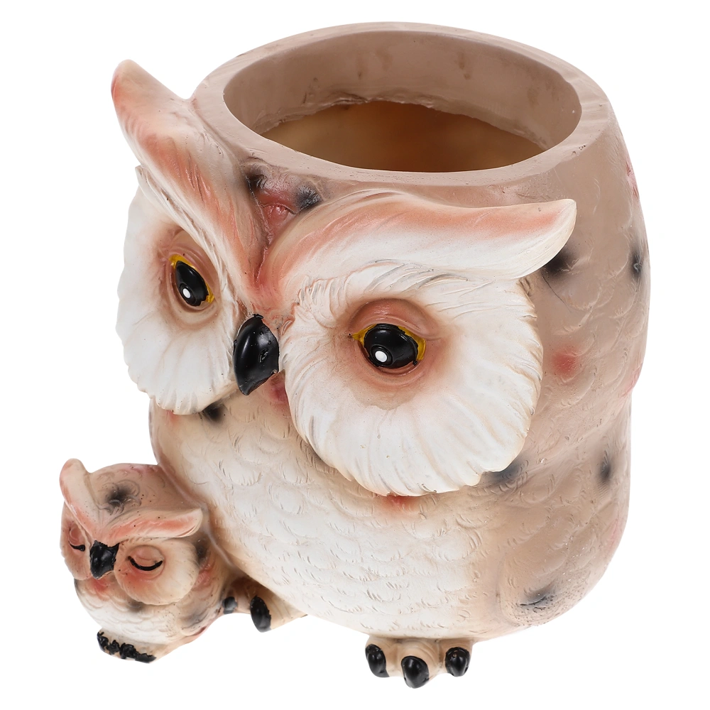 Resin Flower Pot Owl Shaped Planter Succulent Plant Pot Home Desktop Decoration