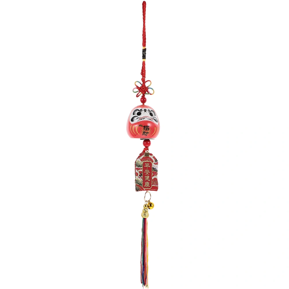 Japanese Style Hanging Decor Daruma Statue Pendant Garden Wind Bell Car Hanging Charm