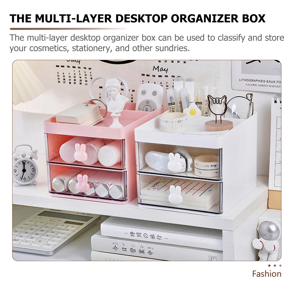 Desk Organizer with Drawers Desktop Storage Drawer Multi-layer Stationery Storage Case Stationery Holder