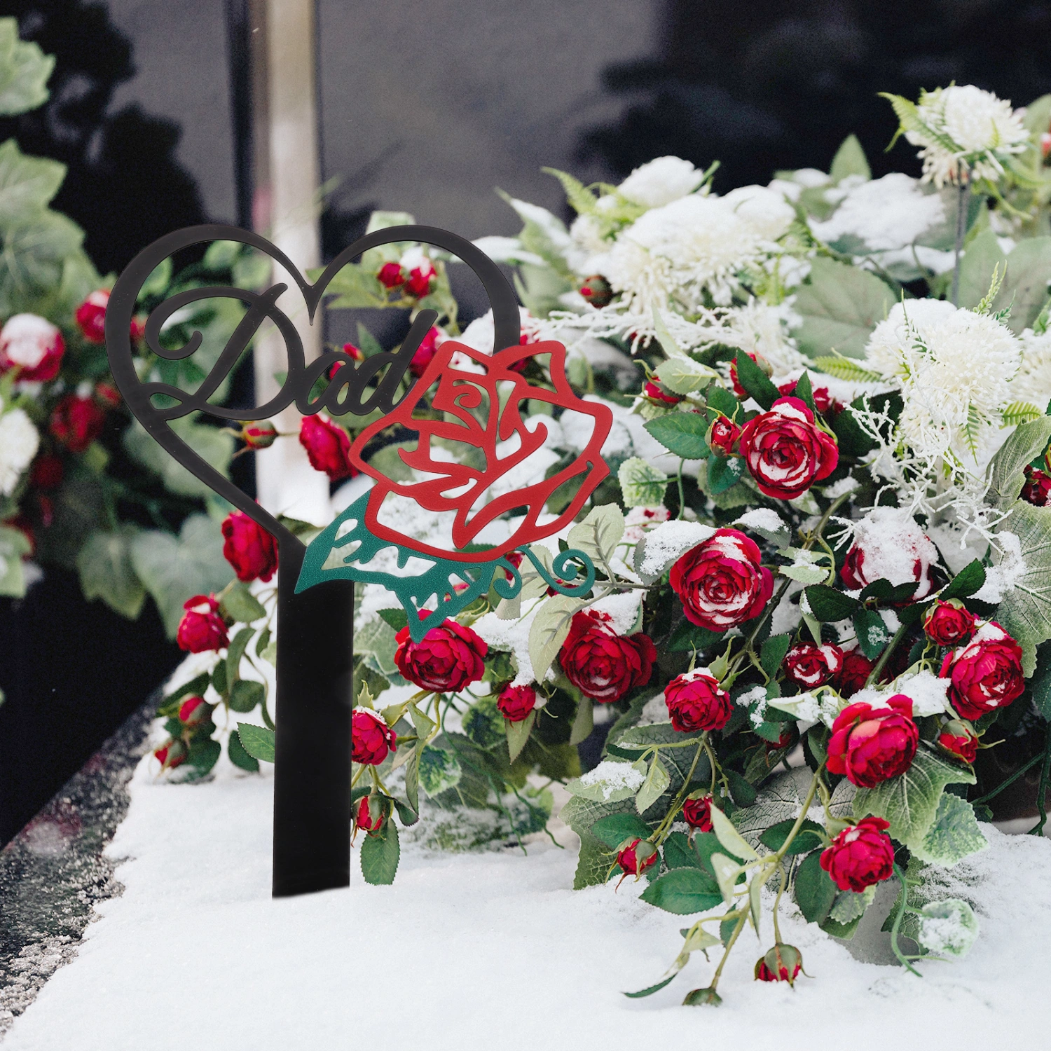 Memorial Stake Metal Memorial Heart Shaped Garden Stake Grave Cemetery Stake Decoration