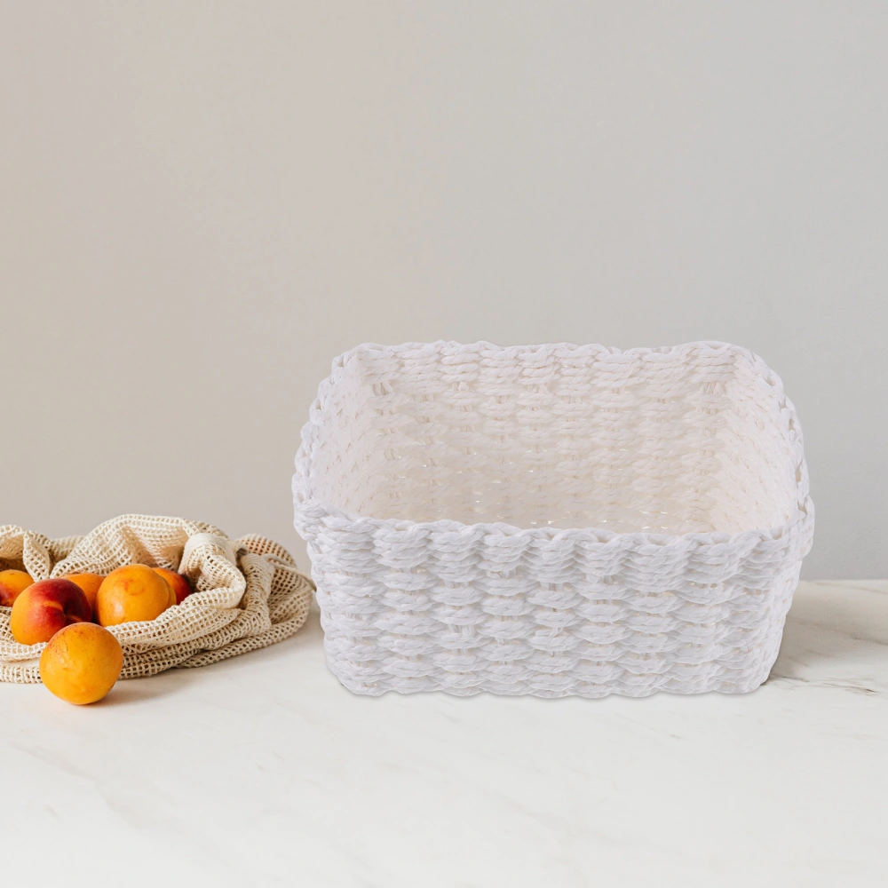 1 Set of Paper Rope Woven Storage Basket  Makeup Organizer Bin Woven Basket for Shelf