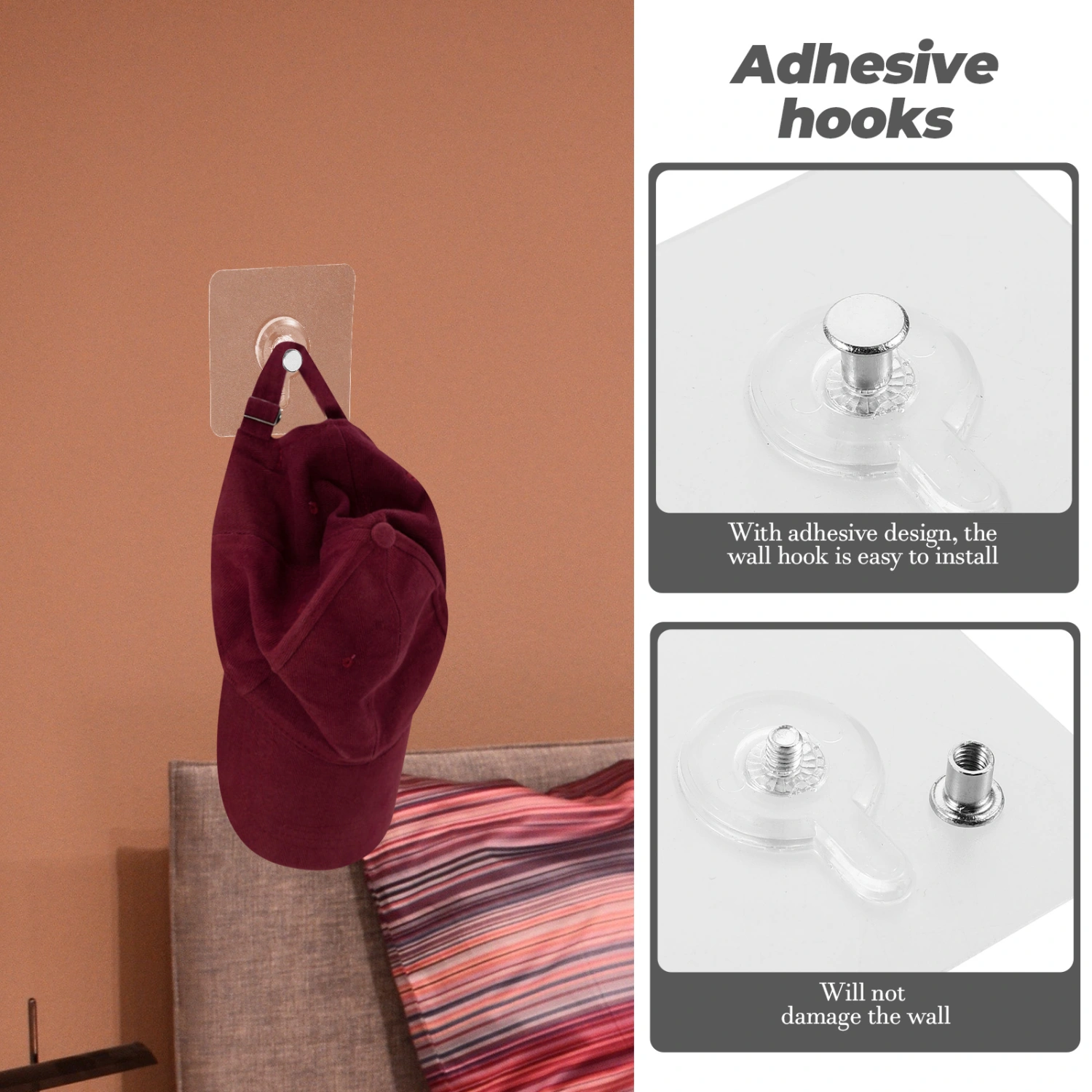 20pcs Adhesive Wall Hooks Drill Free Wall Hooks Seamless Sticky Hooks for Photo Frame Wall Decor