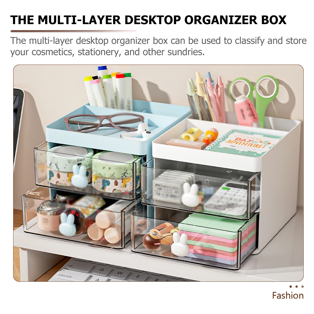 Desk Organizer with Drawers Desktop Storage Drawer Multi-layer Stationery Storage Case Stationery Holder