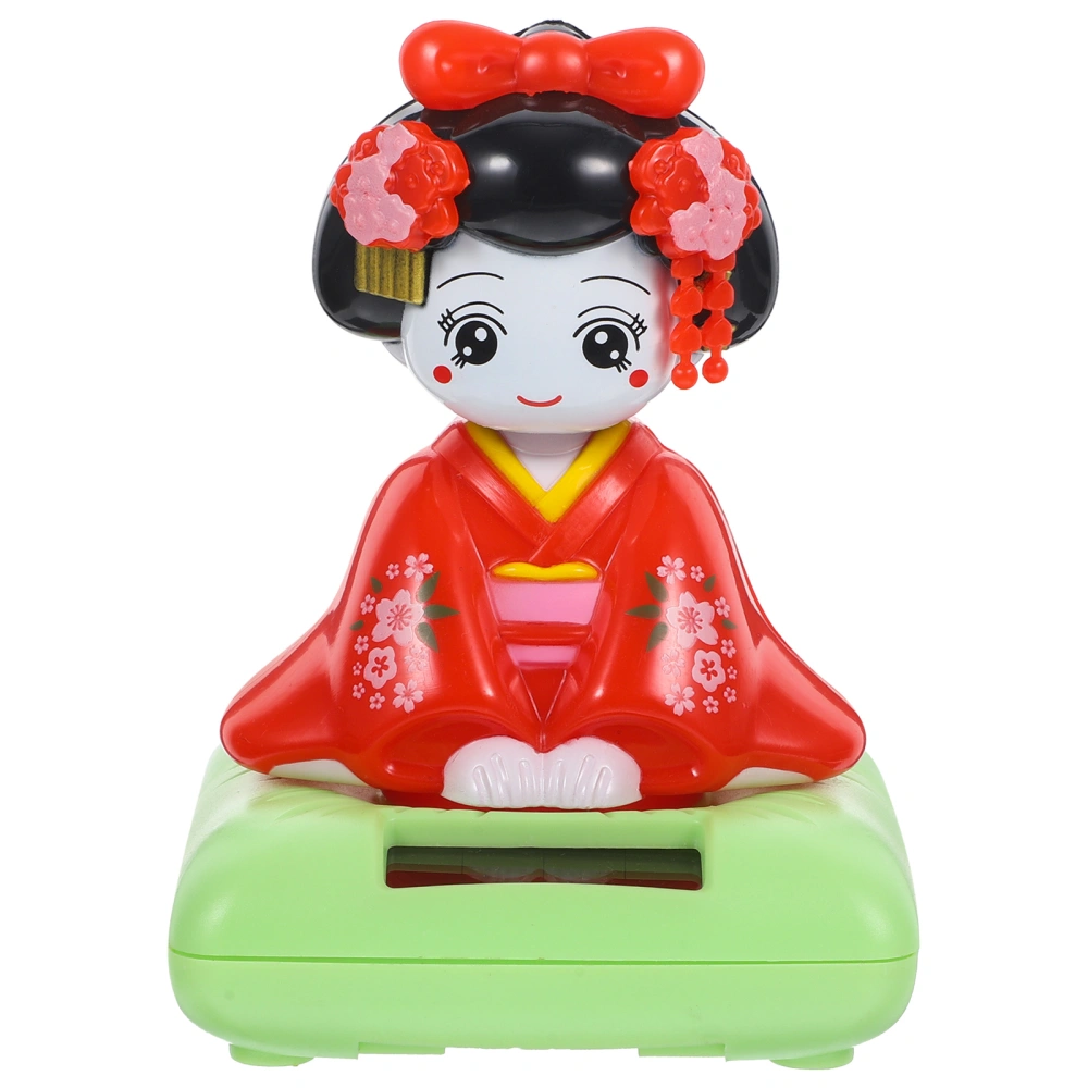 Car Interior Decoration Solar Shaking Head Sitting Kimono Doll Cartoon Ornament