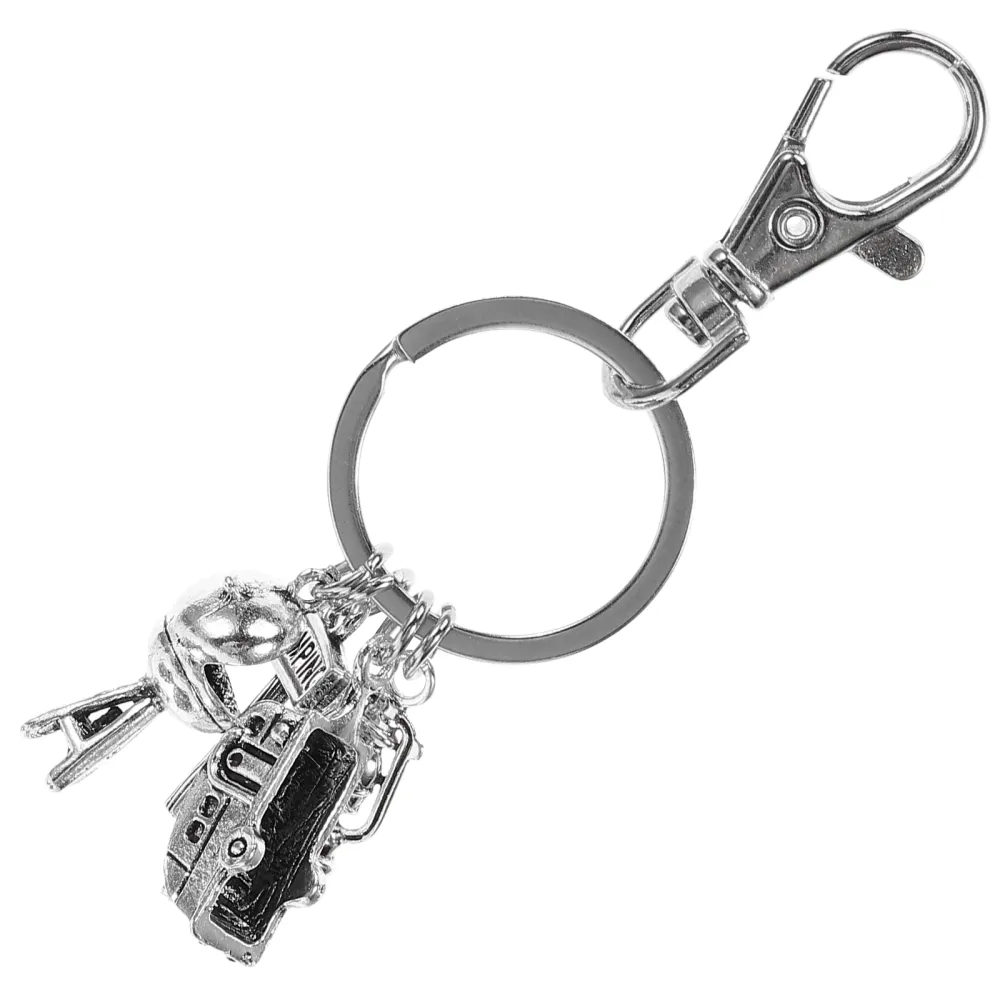 1 Set of Camping Themed Keychain Metal Key Ring Bag Hanging Ornament BBQ Elements Keychain