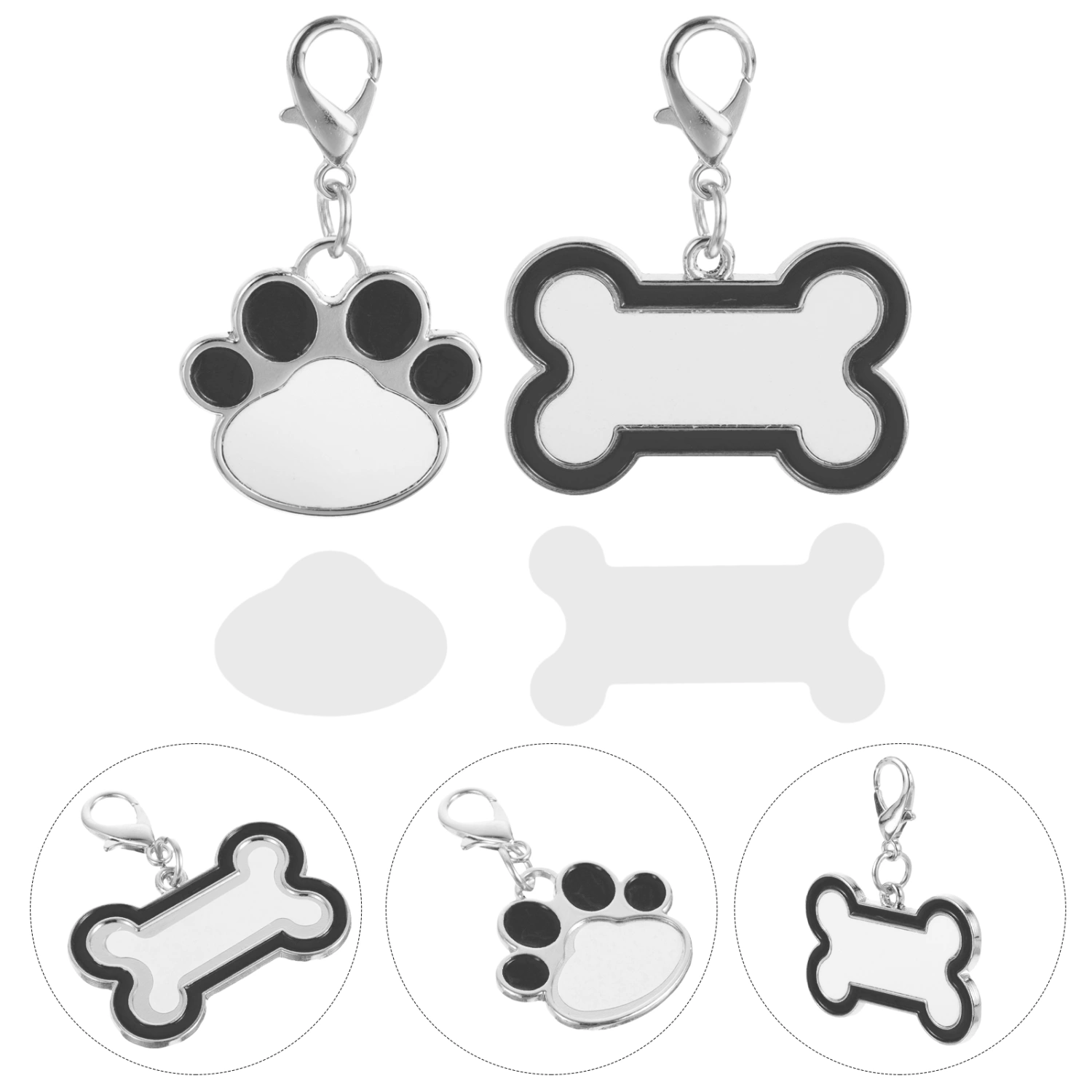 2pcs Sublimation Blank Dog Tags Heat Transfer Pet Tags Pendent Blank Craft Pet Tags