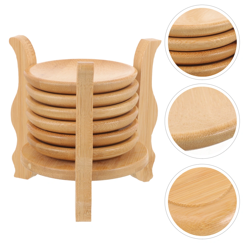 1 Set Bamboo Coasters Heat-resistant Coasters Dining Table Coasters Cup Mat with Coaster Holder