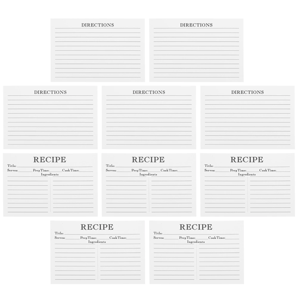 50pcs Convenient Recipe Cards Compact Recipe Papers Daily Use Recipe Sheets Kitchen Supply