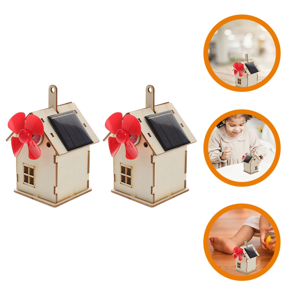 2 Sets of Solar Toy Solar Small House Assembly Toy Science Educational Birthday Gift for Kids