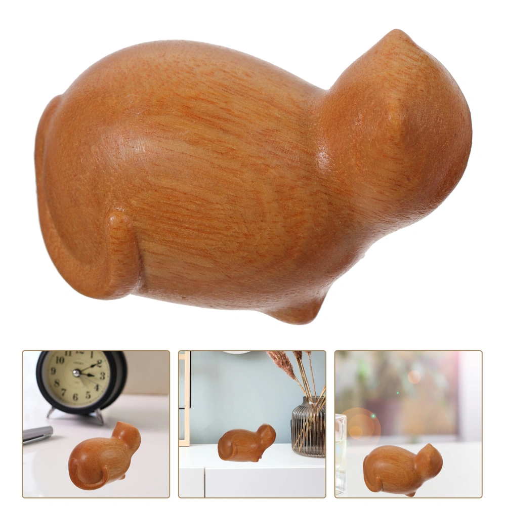 Minimalist Wooden Car Figurine Natural Wooden Mini Cat Statue Decoration Desktop Wood Artwork