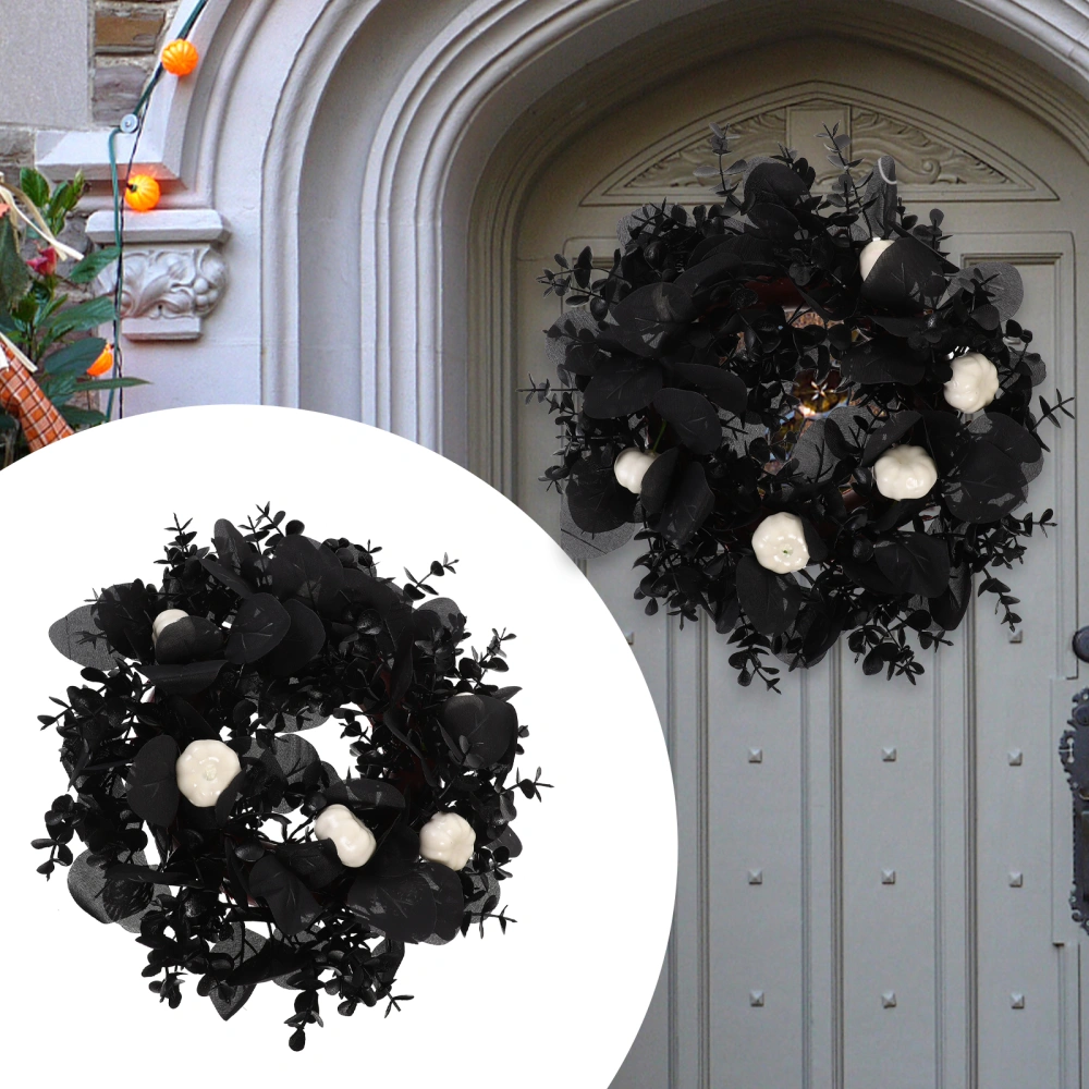 Halloween Eucalyptus Leaf Ornament Garland Fake Halloween Wreath Decor Halloween Party Hanging Decor