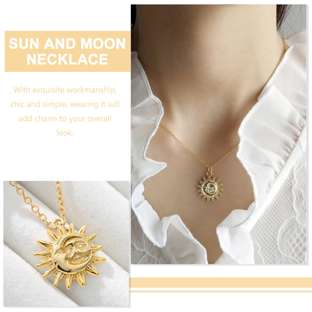 2pcs Sun and Moon Necklace Pendant Necklace Trendy Necklace Jewelry for Women