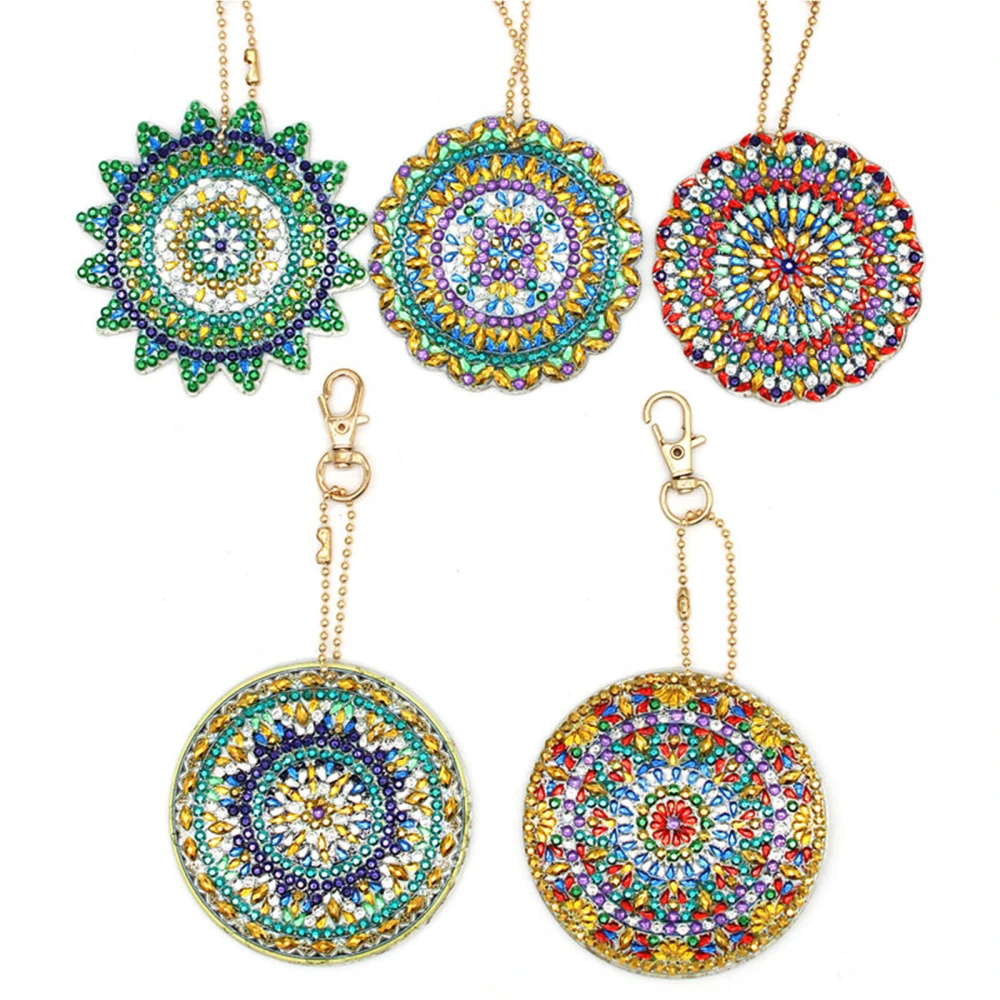 5pcs Diy Diamond Art Painting Mandala Key Chain Mandala Diy Keychains For Diy Lover